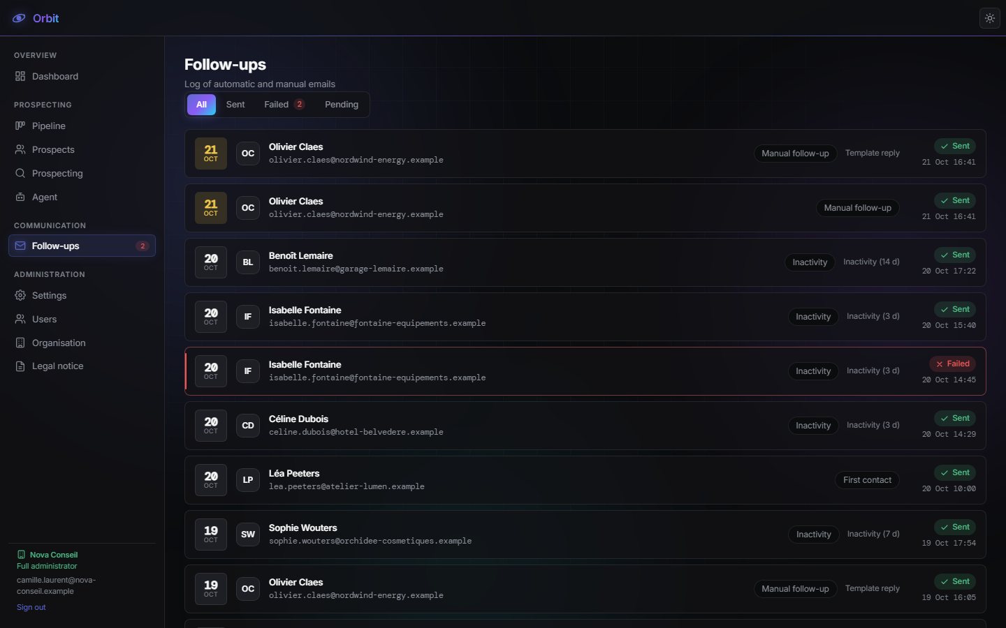 Follow-up log