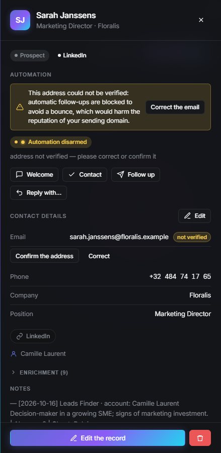 Unverified address