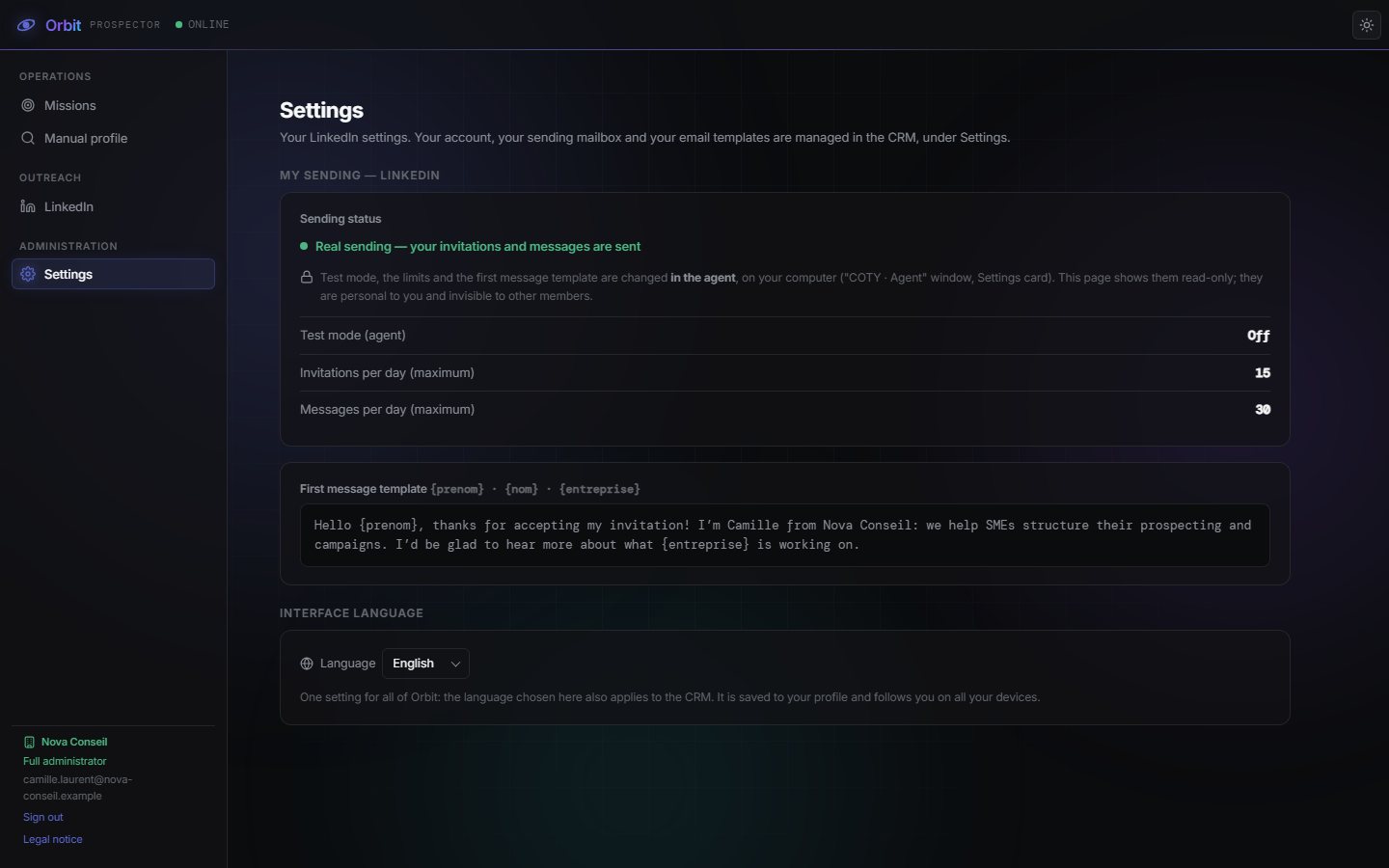 Prospector settings