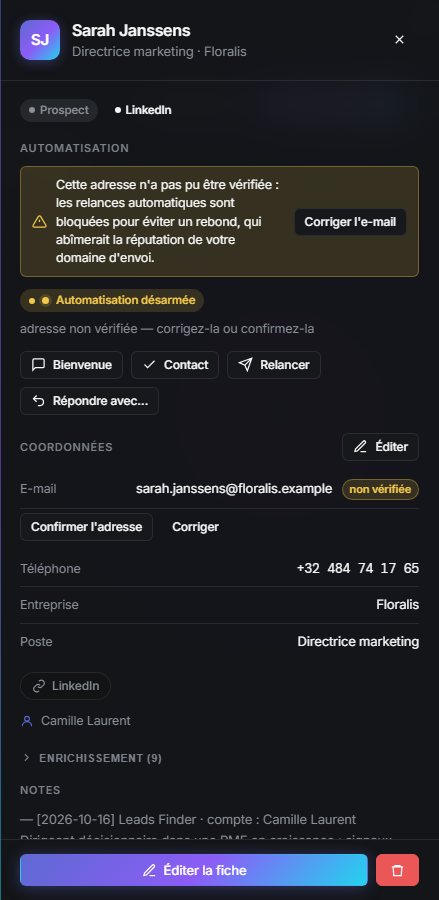 Adresse non vérifiée
