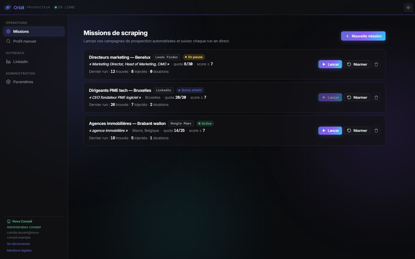 Missions de scraping