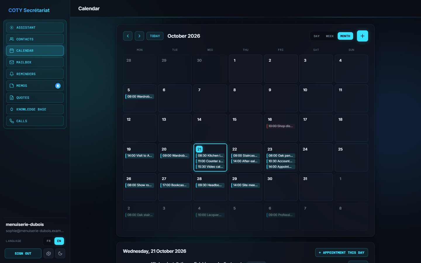 Calendar, month view