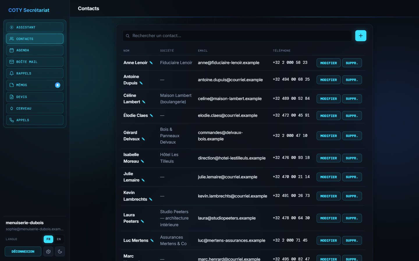 Vue d'ensemble de l'interface