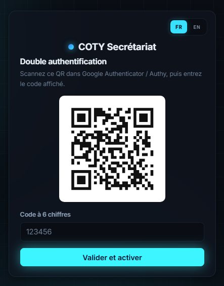 Étape de double authentification avec QR code